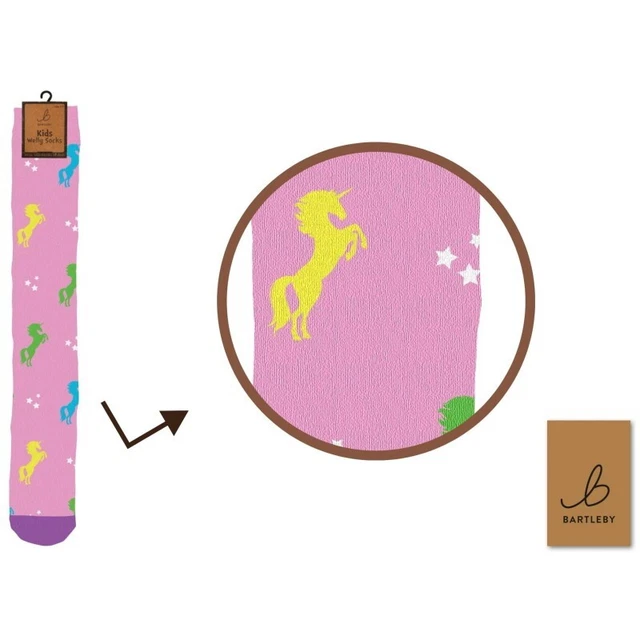 Calzino Welly stampato per bambini Otterdene: unicorno. Taglia 6-3