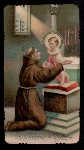 C4  Santino Holy Card - SANT' ANTONIO DI PADOVA GESU' BAMBINO IN GLORIA CROMO