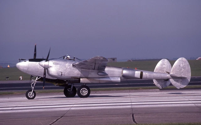 Kodachrome Slide NX3145X Lockheed P-38 Lightning Boscombe Down 1992