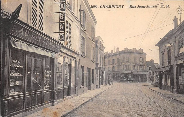 CPA 94 CHAMPIGNY RUE JEAN JAURES (cliché pas courant BUREAU DE TABAC