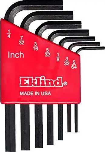 EKLIND 10107 Hex-L Key allen wrench - 7pc set SAE Inch Sizes 5/64-1/4 Short