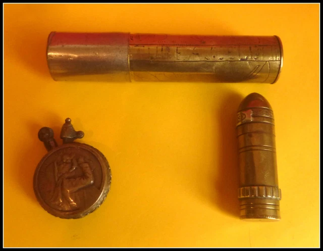Briquet obus Artisanat de tranchee briquet poilu 1914-18 trench art WW1