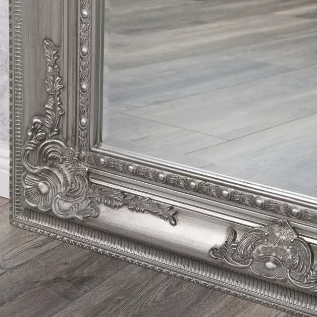 Spiegel EVE ca. 180x100cm Antik-Silber Barock Wandspiegel Holzrahmen Facette 3