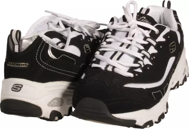 Skechers D'Lites - Extreme Womens Sneaker Black / White US Size 11 Extra Wide