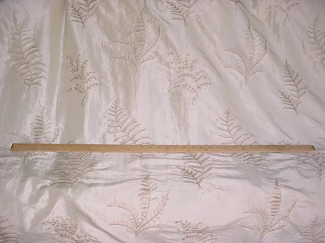 10-3/8Y Kravet Champagne Fern Leaf Embroidered Faux Silk Upholstery Fabric 3