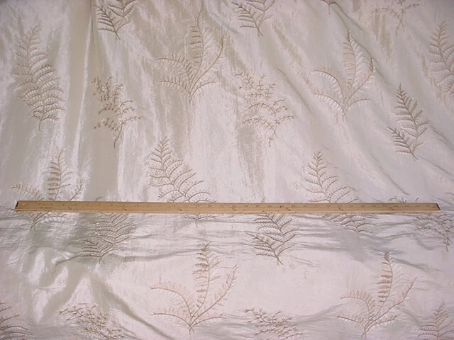 10-3/8Y Kravet Champagne Fern Leaf Embroidered Faux Silk Upholstery Fabric 3