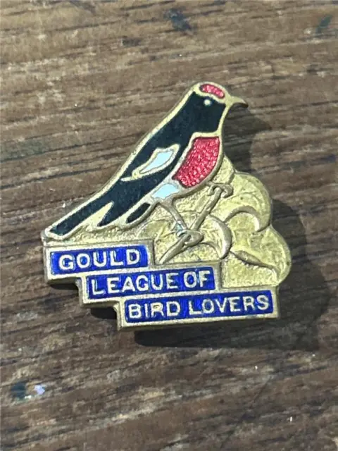 Vintage Gould league bird lovers  enamel badge Swann Hudson Frankston