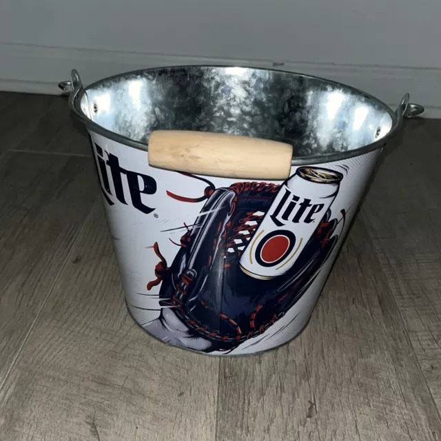 Miller Lite Beer Ice Bucket Galvanized Steel Pail