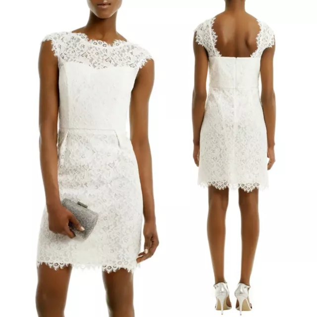 SHOSHANNA Lace Scarlett Ivory White Sheath Dress Sz 6 Floral Bridal Wedding