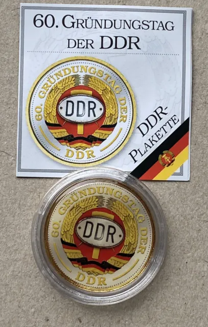 Sammlerstück 5 Mark Gedenkmünze 1969, 60.Gründungstag DDR, vergoldet