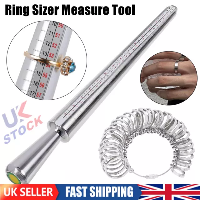 Metal Ring Sizer Guage Mandrel Finger Sizing Measure Stick Standard Jewelry  Tool