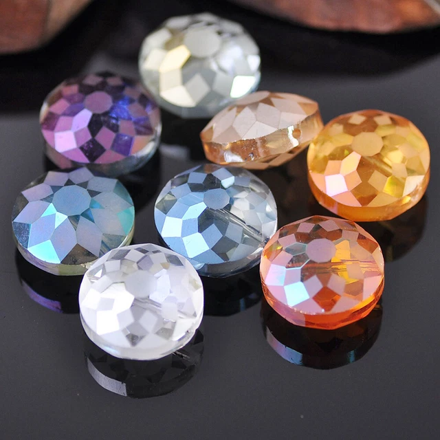 10 Stck 14mm 18mm Matt Oblate Rondell Facettiert Kristallglas Perlen Schmuck DIY