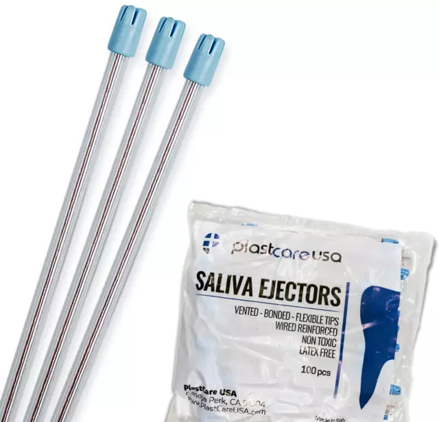 1000 (10 Bags) Saliva Ejectors Ejector CLEAR/BLUE Dental Suction Tips Disposable