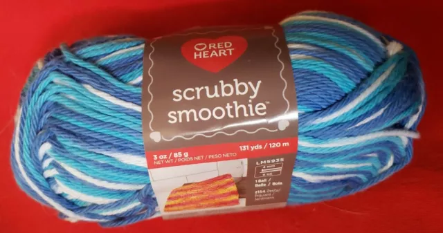 New, Red Heart Scrubby Smoothie Yarn, Waves, 3oz