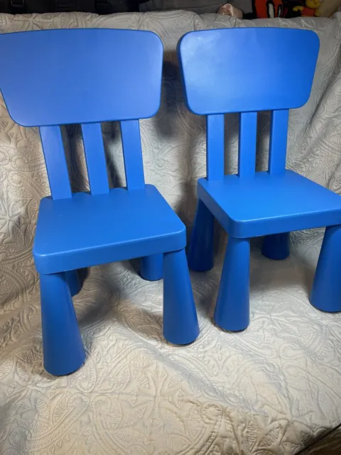2 Ikea Mammut Series Chairs Indoor Outdoor Blue Made in Italy Children Kid Rare