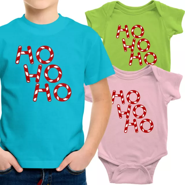 Santa HO HO HO Candy Xmas Toddler Kids Tee T-Shirt Infant Baby Boy Girl Bodysuit