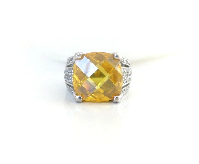 Rare Charles Winston CWE Sterling Silver Large Yellow Cubic Zirconia Ring Rare Charles Winston CWE Sterling Silver Large Yellow Cubic Zirconia Ring