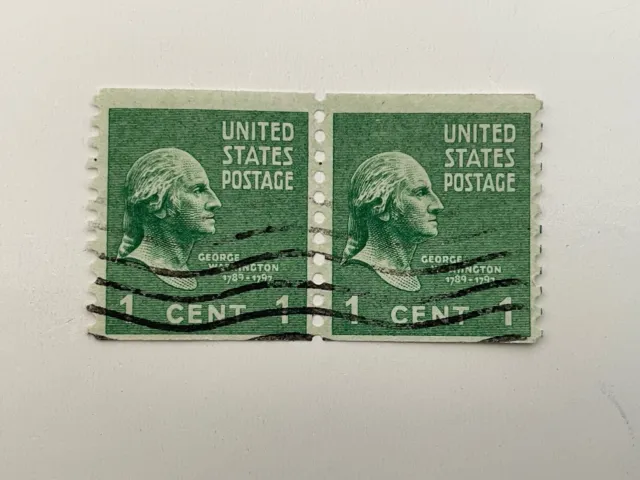 1938-1939 USA - George Washington - Pair 1 Cent Stamps - Perf: Vertical