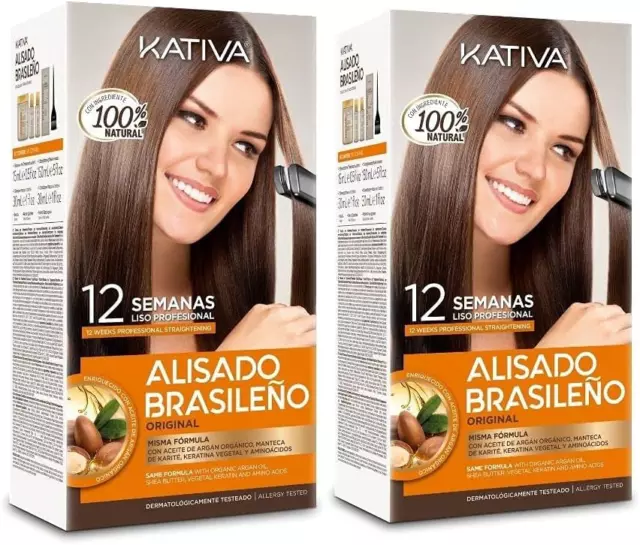 Kativa Keratin And Argan Oil Brazilian Straightening Kit Pack 2x150 ml