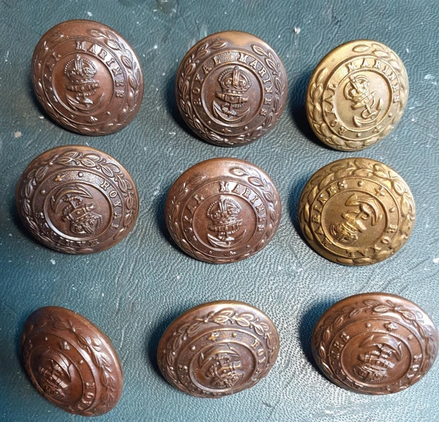 9 WW2 ROYAL Marines Brass Uniform buttons, large size £8.99 PicClick UK