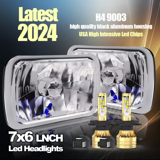 Pair 5x7 7x6" LED Headlights Hi-Lo DRL For 1982-2012 Ford E-150 E-250 E-350 Van/