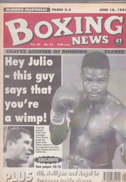Vintage Boxing News - June 18 1993 -  Terry Norris, Julio Cesar Chavez Cover Duk