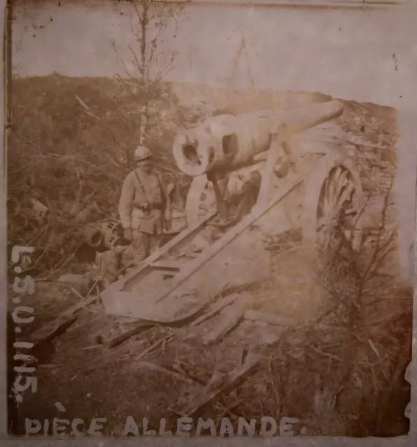 Canon Allemand Piece  Photo Vue Stéréo Plaque Verre Guerre 1914 18 Ww1
