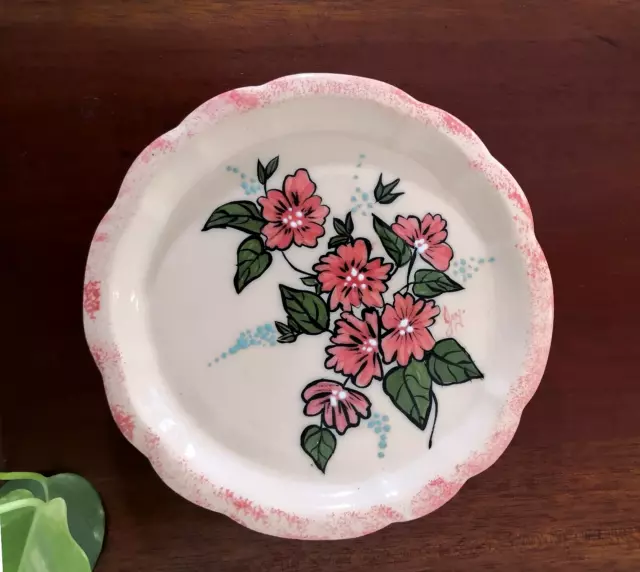 Vintage Plate with Hand Painted Flowers | Collectable Ceramic Pink Flowers