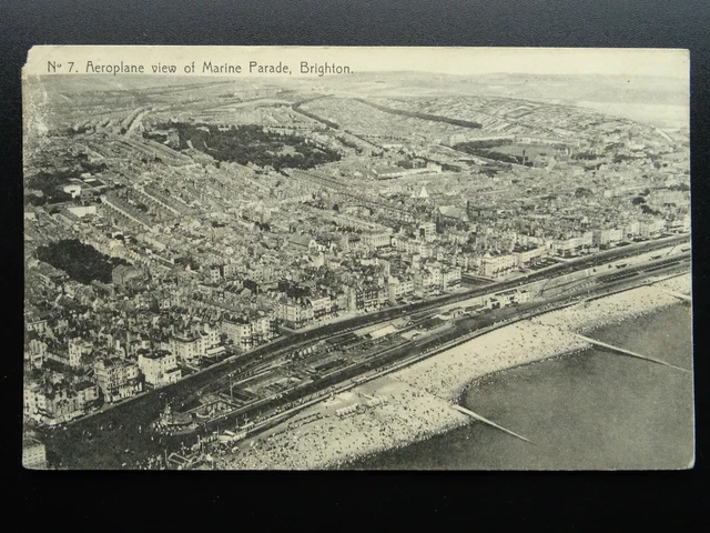 East Sussex BRIGHTON Aerial View of Marine Parade - Old Postcard by A.W. Wardell
