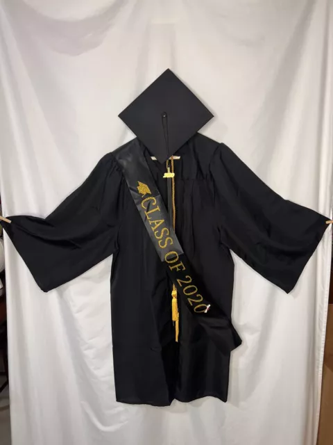 Child Unisex Black Full Length Graduation Robe Costume Tassel Sash For 2020