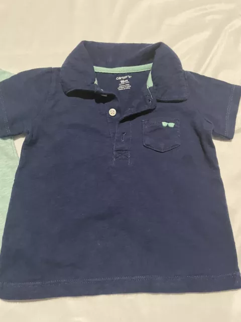 Carters Polo Shirt Size 12-18 Month Top Toddler Button Collar Tee 2