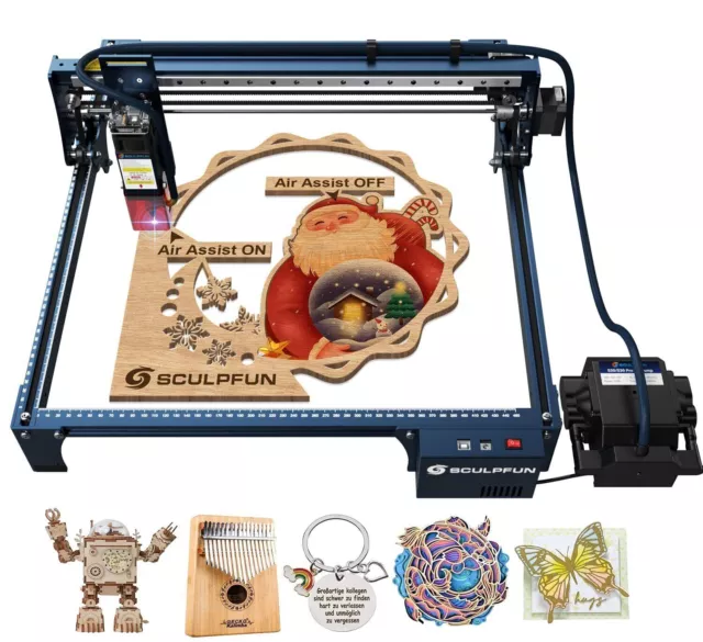 SCULPFUN S30 60W Effect Laser Engraver Cutter w/ Air Assist Kit BT&USB Connect Q