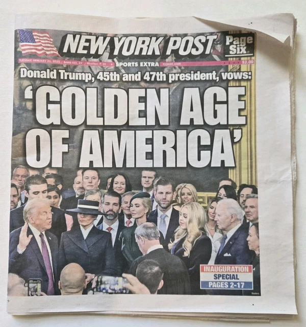 NEW YORK POST January 21st 2025 Donald Trump Inauguration Special £8.31