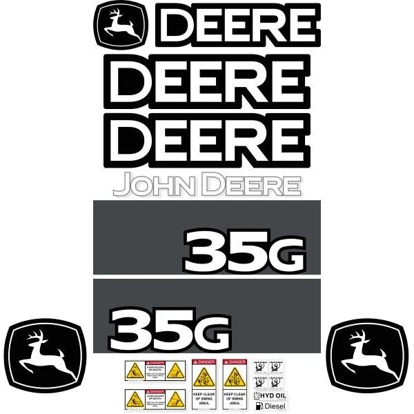 JOHN DEERE 35G Mini Excavator DECALS Stickers Repro Sticker Kit 7yr