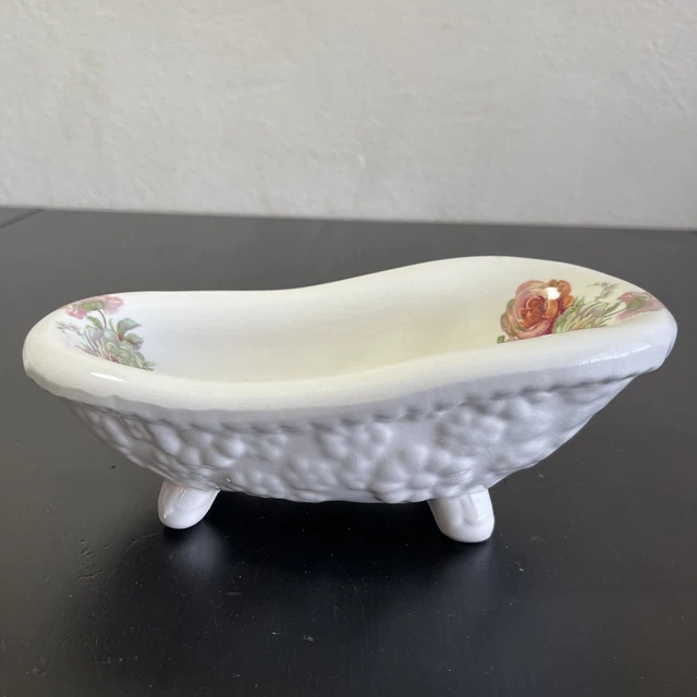 Claw Foot Bath Tub Soap Dish Victorian Roses Shabby Chic