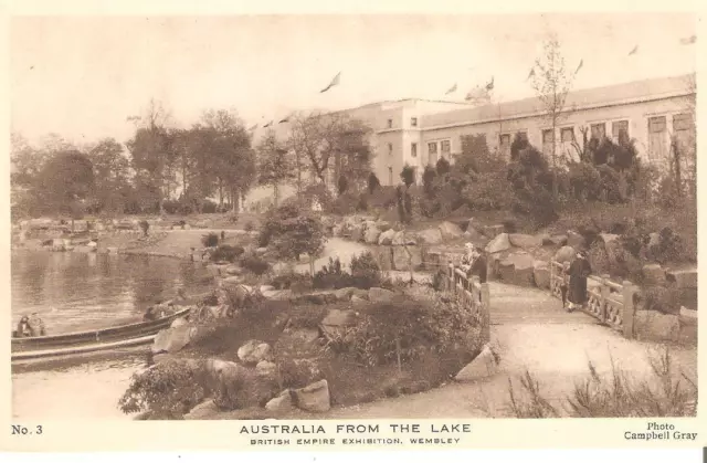 CE0038 england wembley british empire exhibition australia from the lake boats