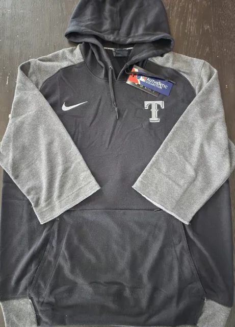 New Mens Nike Texas Rangers Collection Dry Flux Short Sleeve Hoodie St NKM2-182N