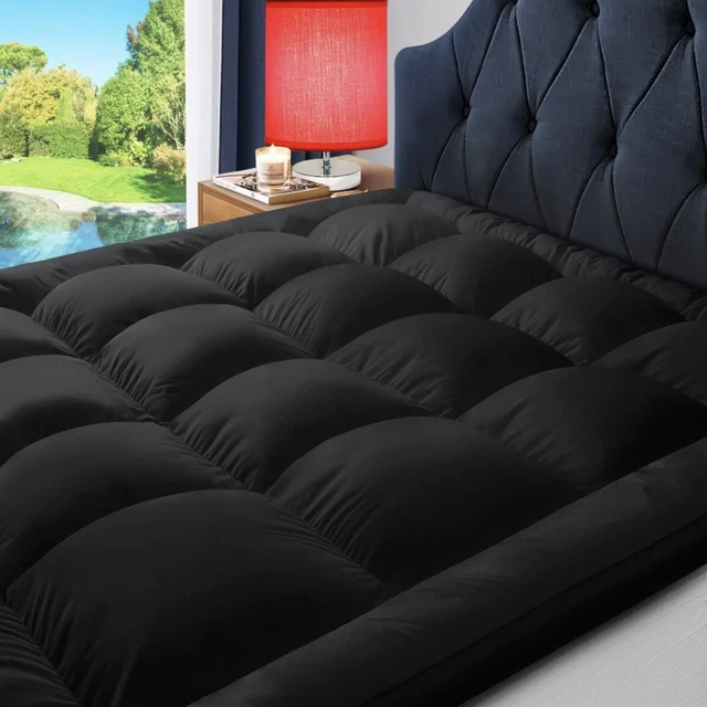 BLACK EXTRA THICK Soft Plush Pillowtop Cooling Mattress Topper/Pad for
