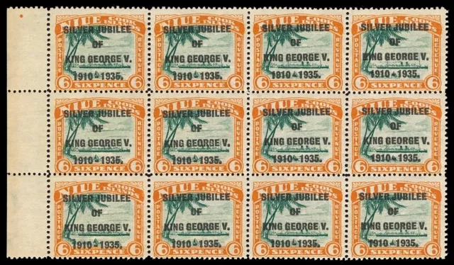 Niue 1935 KGV Silver Jubilee 6d block NARROW FIRST "E" in GEORGE mnh. SG 71,71a.