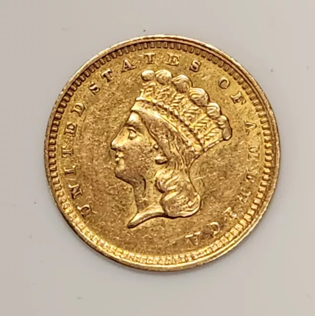 1859 $1 Indian Princess Head Gold Coin Type 3 in XF/AU Condition