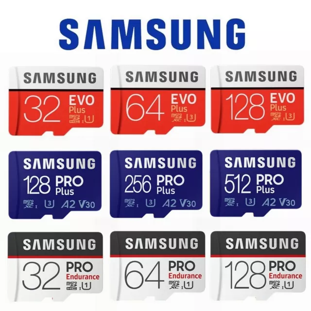 Micro SD Card SamSung Evo Plus 32GB 64GB 128G 256G Class 10 Pro Endurance Memory