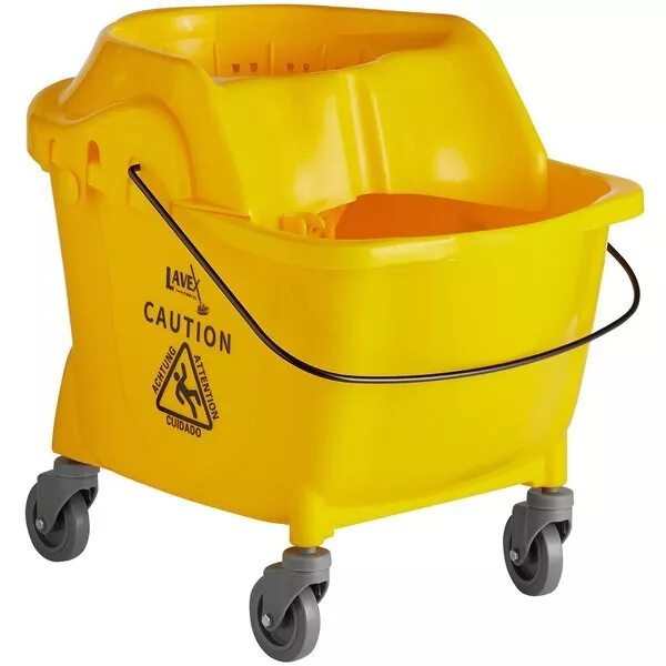 Janitorial 35 qt. yellow Funnel institutional mop bucket makes mopping a breeze