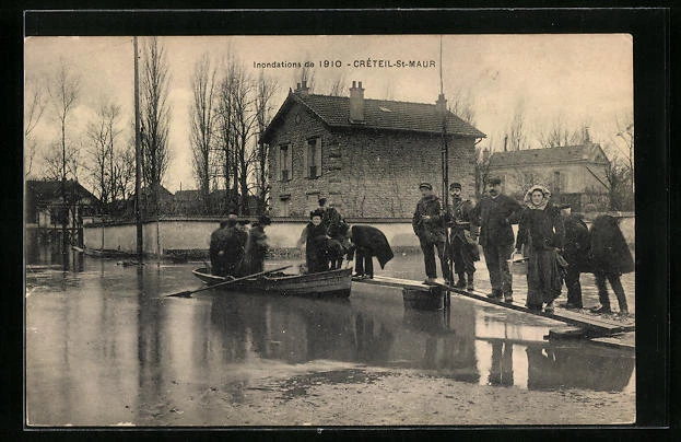 CPA Créteil-St-Maur, Inondations 1910, Une Rue inondée