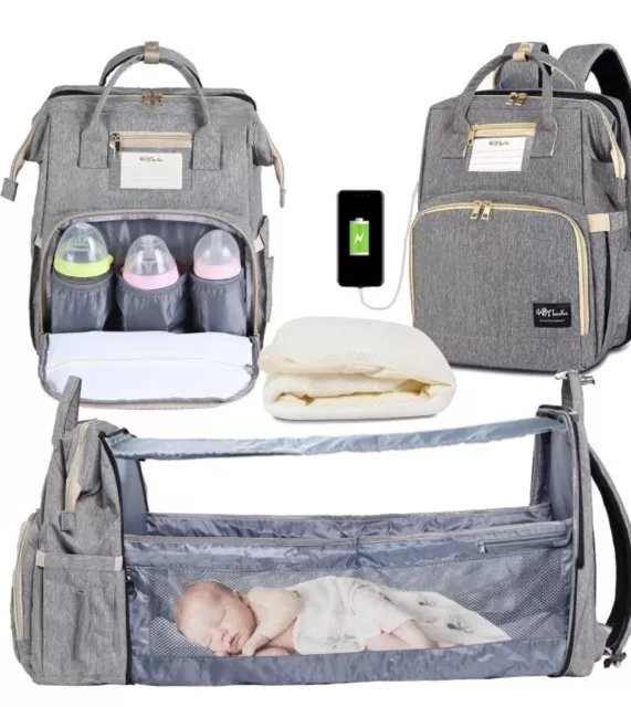 3 In 1 Diaper Bag Backpack, Portable Mummy Bag Include Insulated Pocket