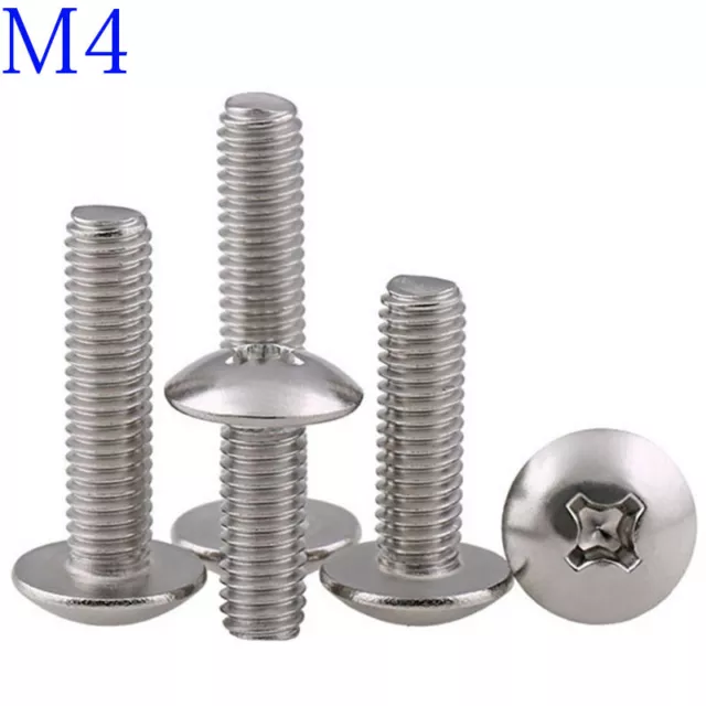 M4 316 Stainless Steel Phillips Pan Cross Drive Truss Head Machine Screws A4-70