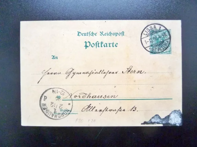 DR-Postkarte P20, Stempel LISSA und NORDHAUSEN