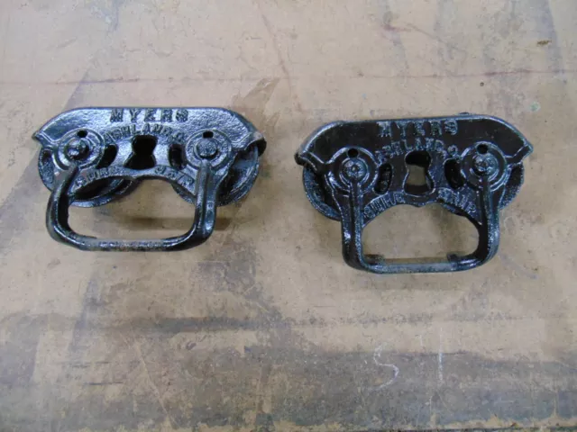 Pair of 2 Vintage Myers Sure Grip Barn Door rollers Hardware.