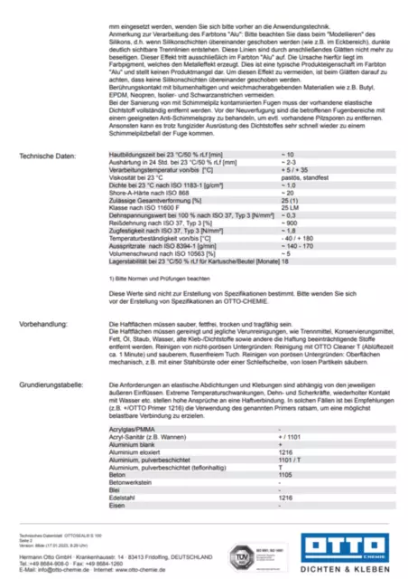 Premium-Sanitär-Silikon Ottoseal S 100 300 ml Abdichtung Silicon-Dichtstoff Bad 3