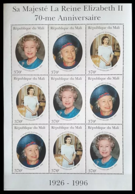 162. Mali 1996 Timbro Di S/S 75TH. Anniversario Reign Of Regina Elizabeth II.