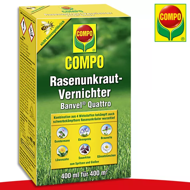 COMPO 400 ml Rasenunkraut Vernichter Banvel® Quattro Gundermann Löwenzahn